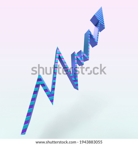 An abstract 3d upward trend line arrow background image.