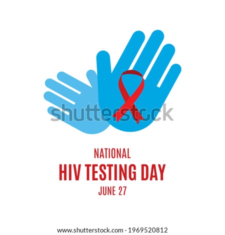 National HIV Testing Day illustration. Abstract hands with hiv aids red ribbon icon. HIV awareness ribbon and hands icon isolated on a white background. HIV Testing Day Poster, June 27. Important day