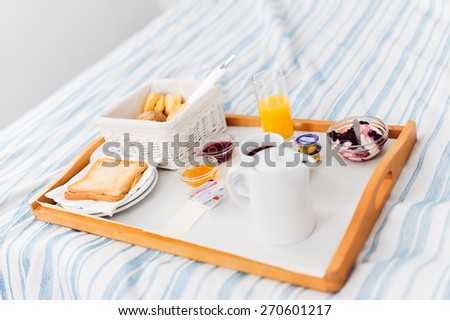 breakfast in bed on a tray
