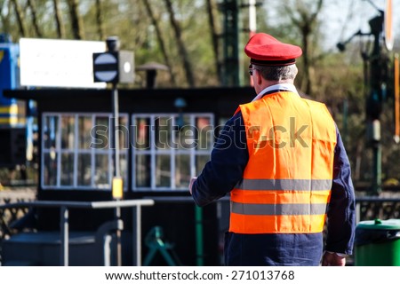 Railway worker in action