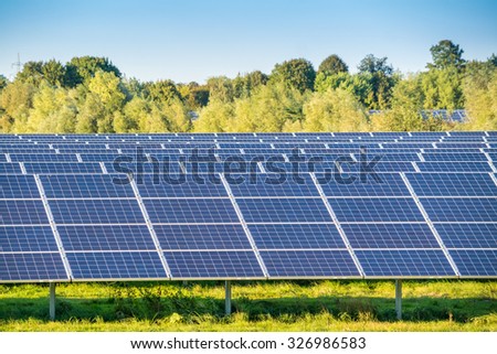 NEUKIRCHEN-VLUYN / GERMANY - OCTOBER 13 2015 - The Enni Photovoltaic power plant in the evening sun