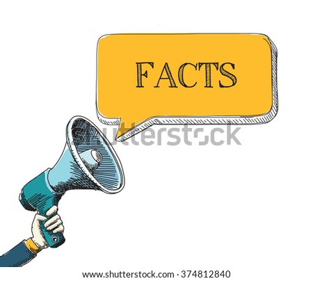 FACTS word in speech bubble with sketch drawing style