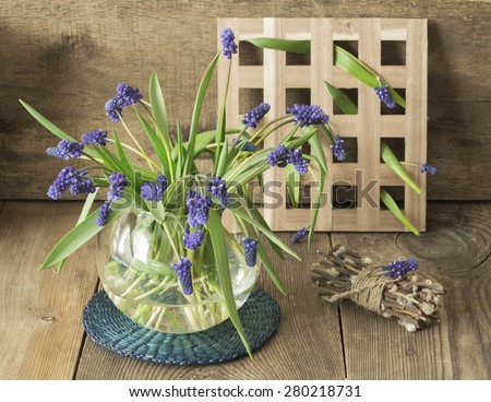Blue flowers in a glass vase...