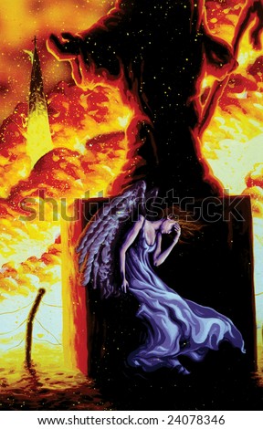 angel in fire painting