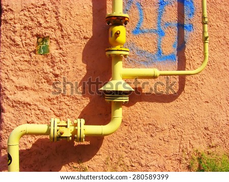 Gas pipe on the wall