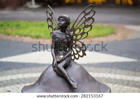 KALININGRAD, RUSSIA - JANUARY 14, 2015: the Forest Fairies Sculpture and time Capsule with dreams of citizens in the Central Park of culture and rest Kaliningrad