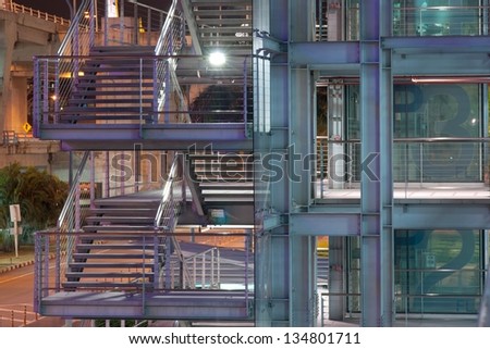 Metal stair of the building
