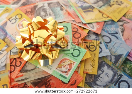 Australian Money - Aussie currency with gift bow