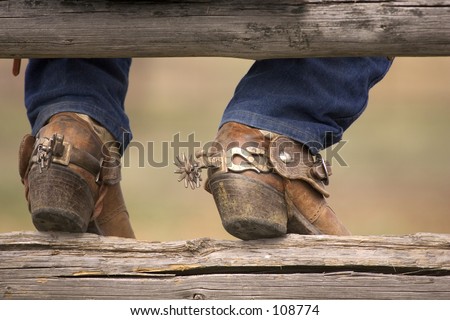 cowboy boots with spurs. stock photo : oots and spurs