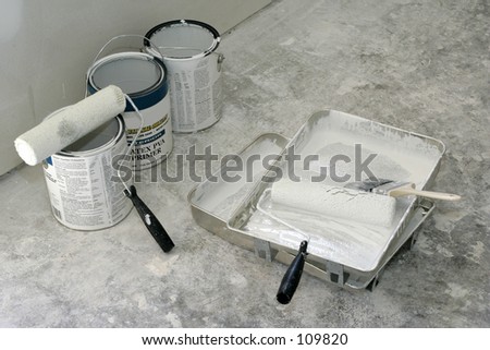Paint Rollers, Paint Cans and Drip Pans