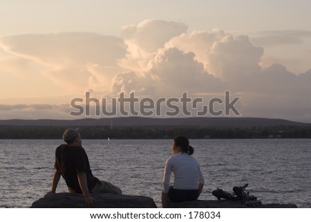 Couple Enjoying the Last Sun on a Summer Day