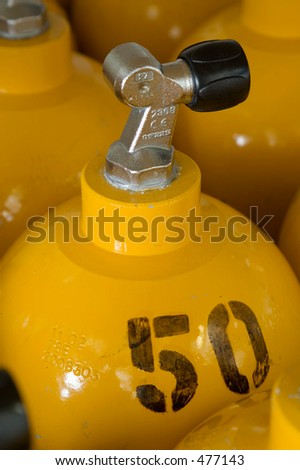 Bright Yellow Scuba Tank With # 50