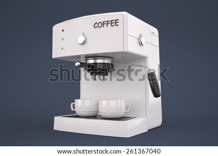 coffee machine on a gray background with a cup of coffee.