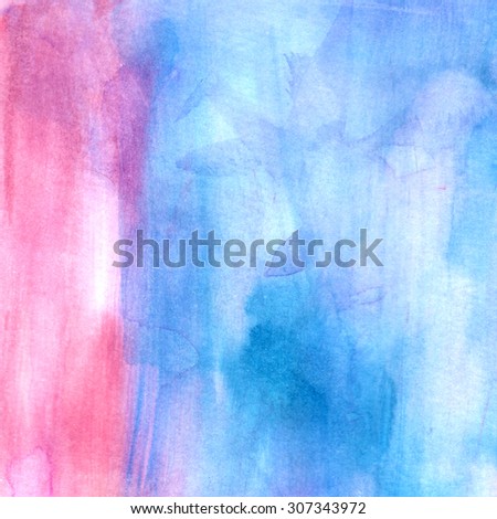 Blue, pink, red watercolor texture. Mixed inks on watercolor paper. Abstract texture background.