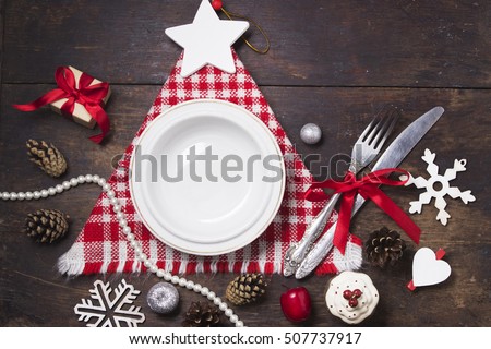 Christmas. Serving holiday table. Christmas holidays background