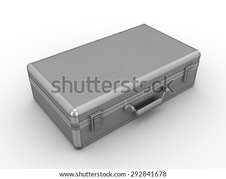 Metal case. 3d render on white background