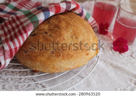 bread with sun-dried tomato cheese and barberry