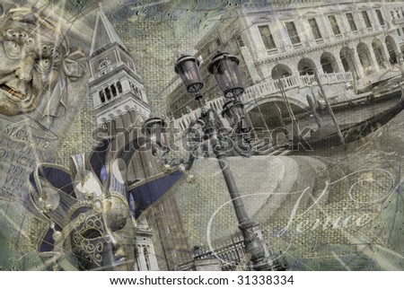 Grunge background with mysterious atmosphere of Italian famous historical culture treasures