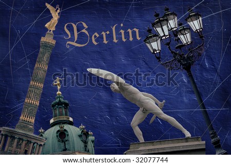 Grunge background with mysterious atmosphere of German famous historical culture treasures