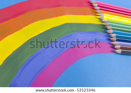 Rainbow and colour pencils