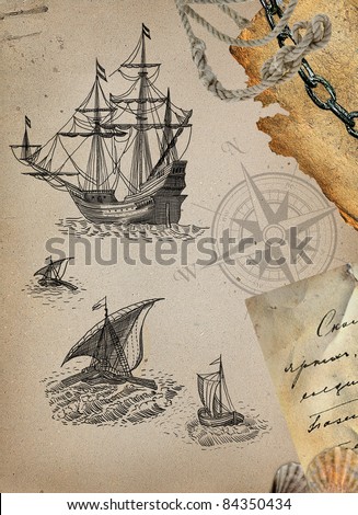 Pirate book with sailboats