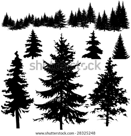 pine tree clipart. pine tree silhouettes.