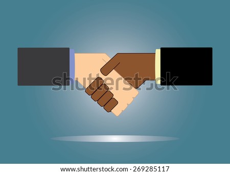 Abstract conceptual image of business handshake icon as heart shape for creative template with space as background in vector