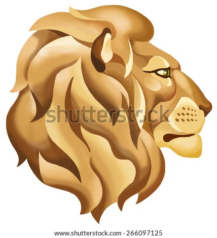 Decorative lion head profile isolated. Perfect for tattoo