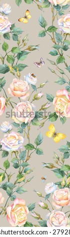 Light roses seamless background pattern. Version 2