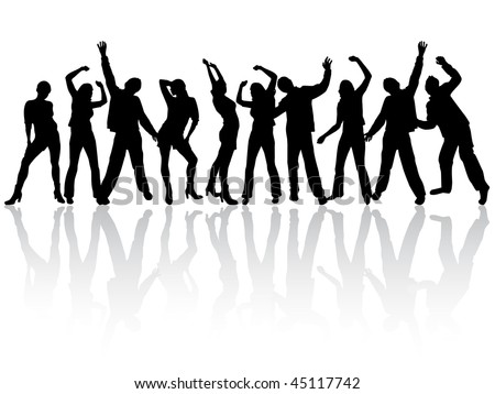 people dancing silhouette. stock vector : dancing people