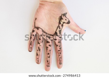 finger drawing, giraffe