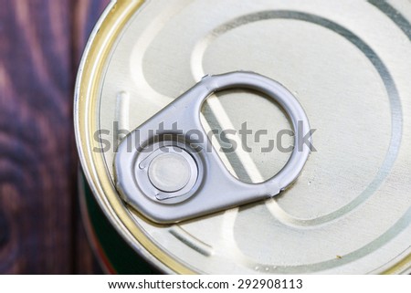 Close - up at metal ring pull on tin food can