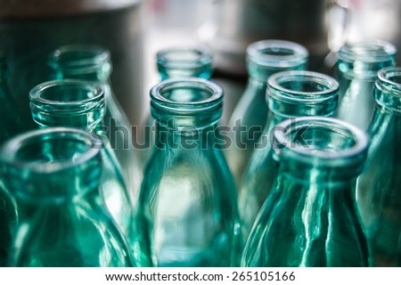 Close up glass bottle