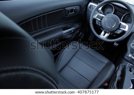 Leather upholstery inside the car interior