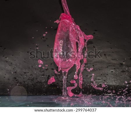 Pink Water appearance pour out a wine glass of float.