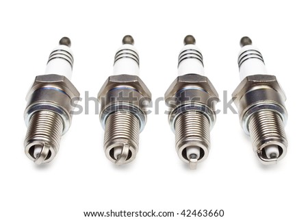 Spark plugs are isolated on a white background