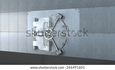 Bank vault door closed
