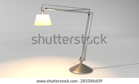 Silver metallic table lamp isolated on white background