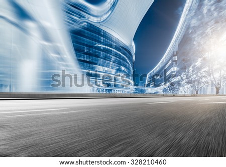 The city and the road in the modern office building background
