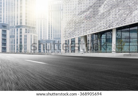 City building street scene and road surface