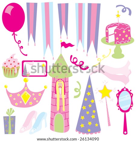 Princess Birthday Cakes on Girl S Princess Birthday Party With Place Card Invitation  Cake
