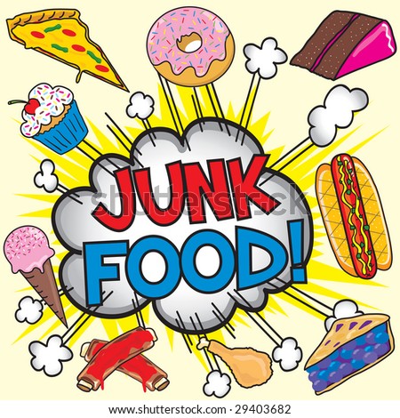 Logo Design Food on Junk Food Dieting Comic Book Inspired Explosion Of Everything Bad For