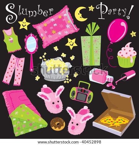 Free Vector Birthday on Slumber Birthday Party Invitation Clipart Stock Vector 40452898