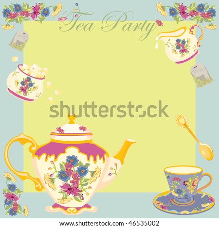  Party Invitations on Tea Party Or Garden Party Invitation Stock Vector 46535002