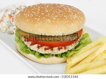 Chicken Burger, Tasty burger close up