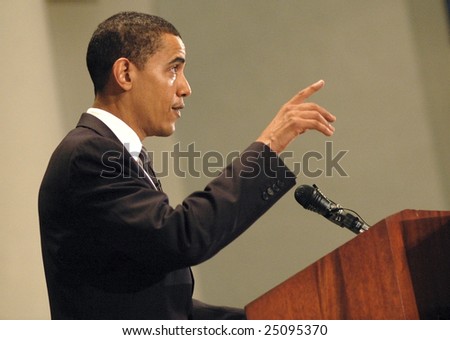 WASHINGTON, DC - JUNE 27: Barack Obama speaks on issues of faith and politics at the Sojourners and Call to Renewal conference held at National City Christian Church on June 27, 2006.