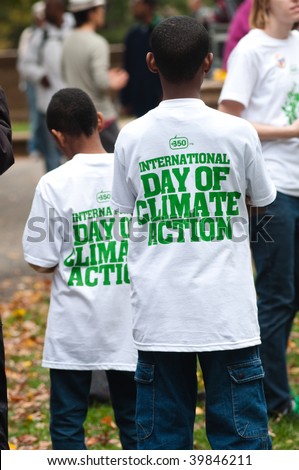 WASHINGTON, DC-OCT 24:Environmental activists, in more than 150 nations and 4300 events, call for action on climate change during the International Day of Climate Action October 24, 2009 in Washington