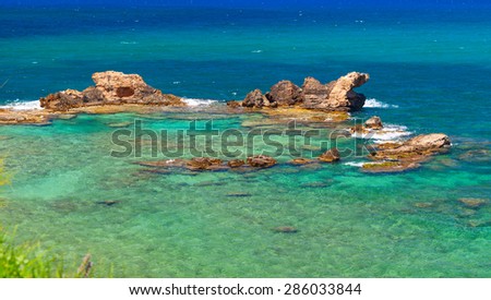 Beautiful lagoon with pure blue water. Crete. Greece.