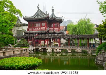 SHANGHAI, CHINA - 16 APRIL 2013: Yuyuan Garden, located in the center of the Old City next to the Chenghuangmiao in Shanghai. Considered one of the most lavish and finest Chinese gardens in the region