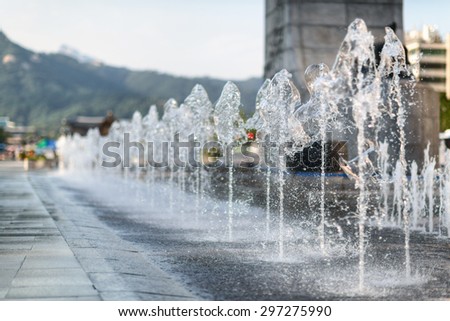 Alley of fountains. Seoul city, South Korea